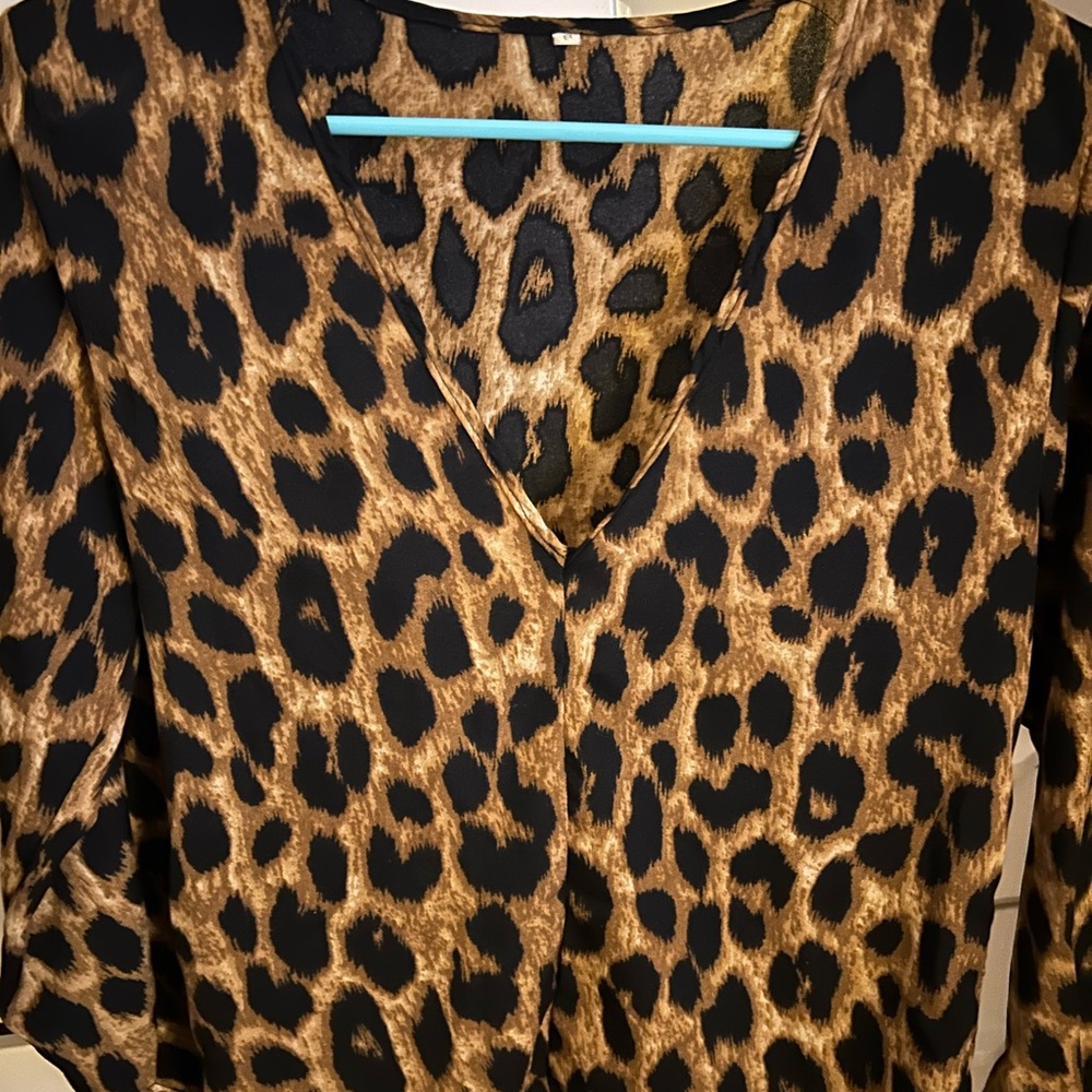 Leopard Print V-Neck Women's Top